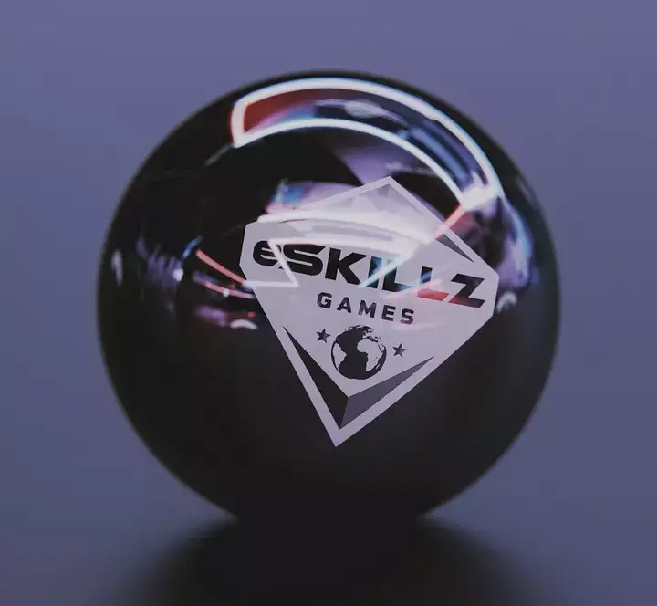 eSkillz Games pool ball with the logo on
