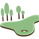 An icon of a golf course with trees